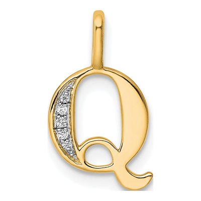10K Yellow Gold Diamond Letter Q Pendant