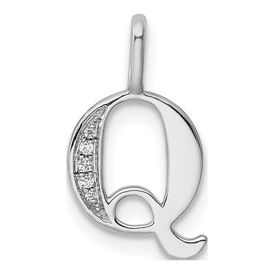 14K White Gold Diamond Letter Q Pendant