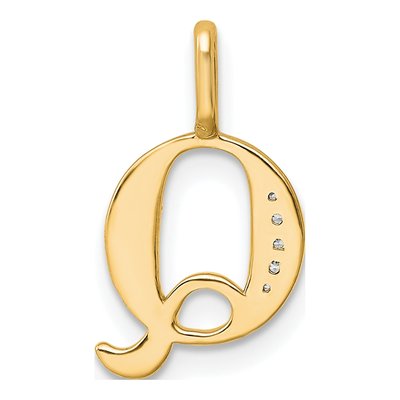 14K Yellow Gold Diamond Letter Q Pendant – view 3