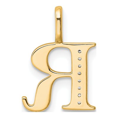 10K Yellow Gold Diamond Letter R Pendant – view 3