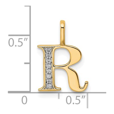 10K Yellow Gold Diamond Letter R Pendant – view 4