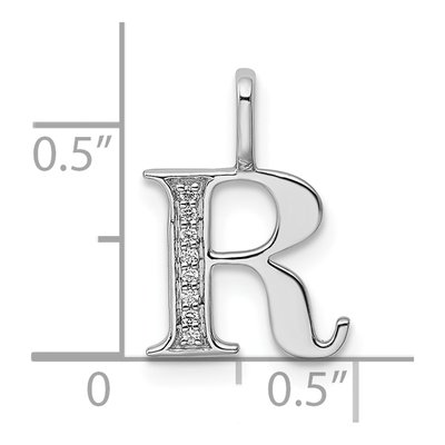 14K White Gold Diamond Letter R Pendant – view 4