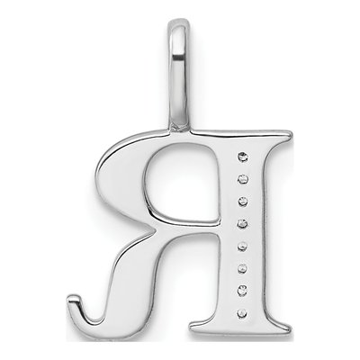 14K White Gold Diamond Letter R Pendant – view 5