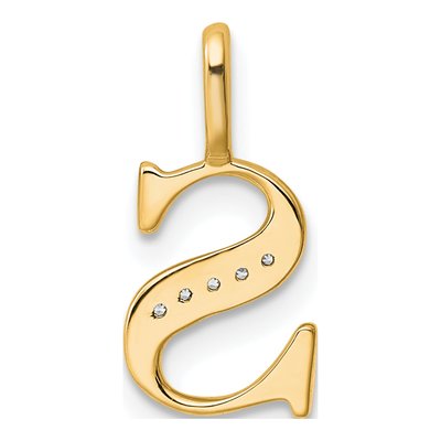 10K Yellow Gold Diamond Letter S Pendant – view 3