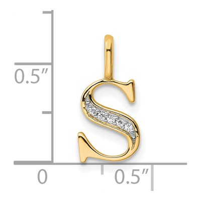 10K Yellow Gold Diamond Letter S Pendant – view 4