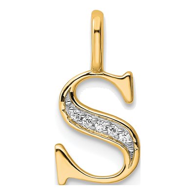 10K Yellow Gold Diamond Letter S Pendant