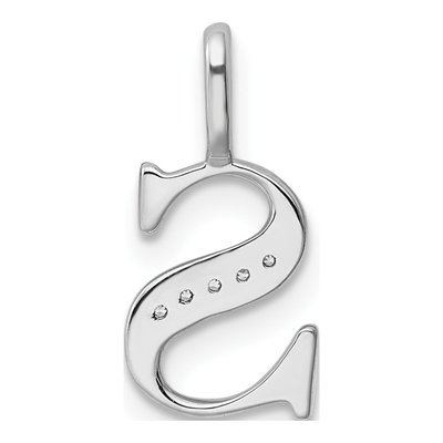 14K White Gold Diamond Letter S Pendant – view 5