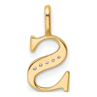 14K Yellow Gold Diamond Letter S Pendant – view 4