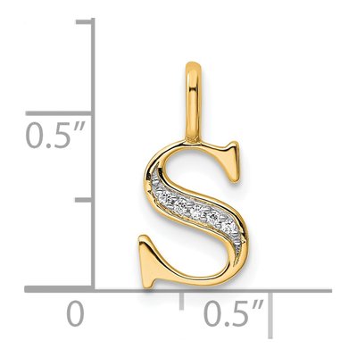 14K Yellow Gold Diamond Letter S Pendant – view 5