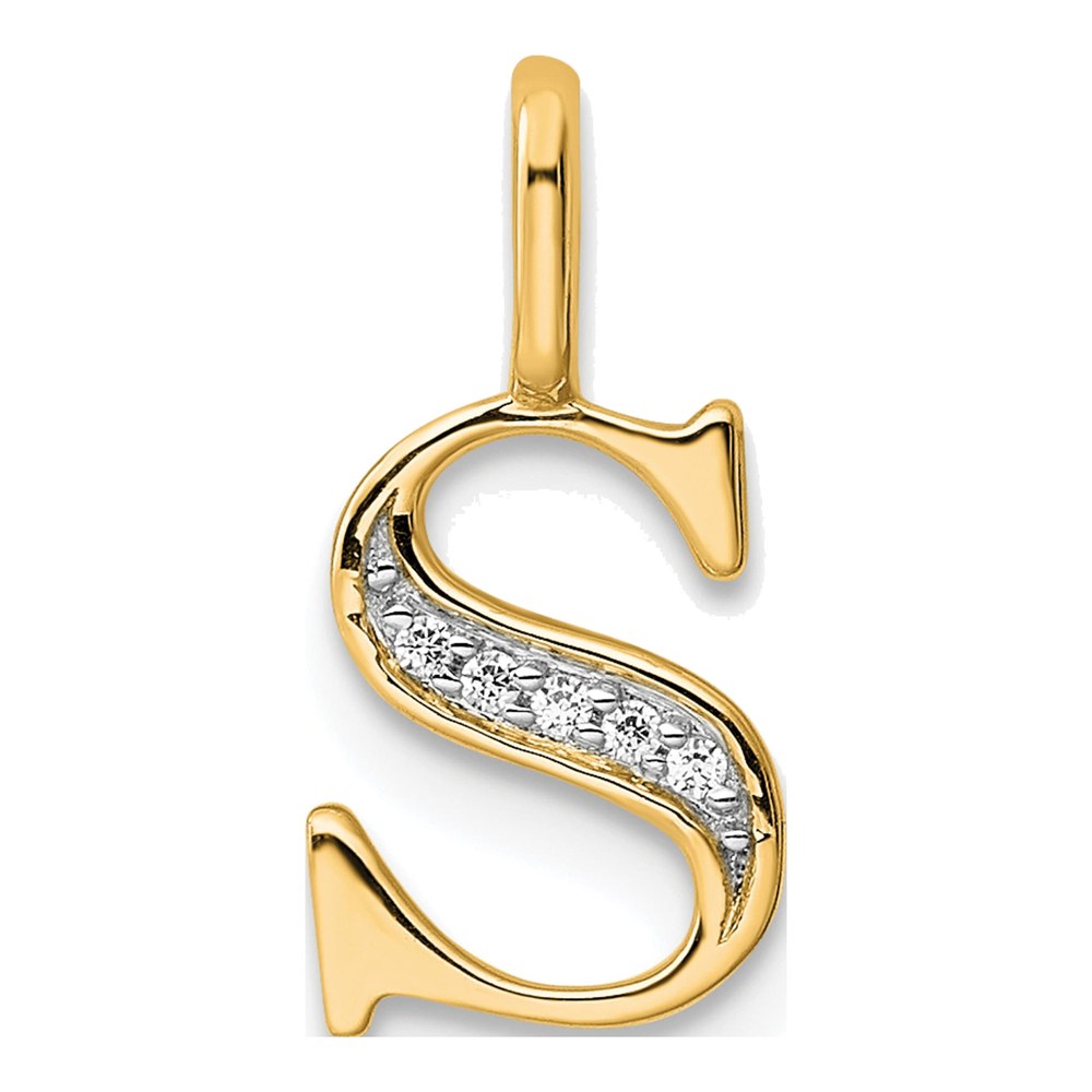 14K Yellow Gold Diamond Initial S Pendant