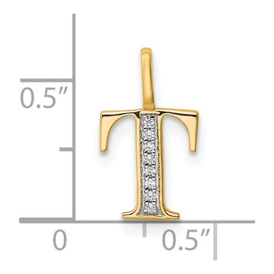 10K Yellow Gold Diamond Letter T Pendant – view 4