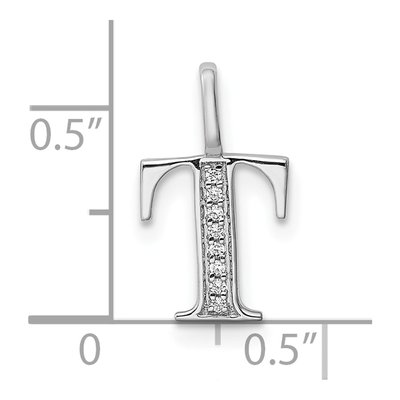 14K White Gold Diamond Letter T Pendant – view 4