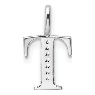 14K White Gold Diamond Letter T Pendant – view 5