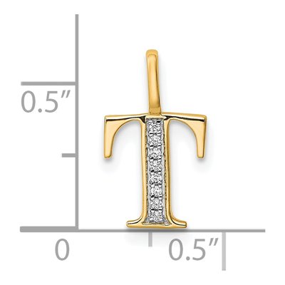 14K Yellow Gold Diamond Letter T Pendant – view 5