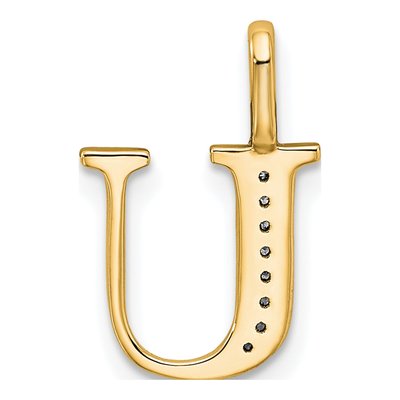 10K Yellow Gold Diamond Letter U Pendant – view 3