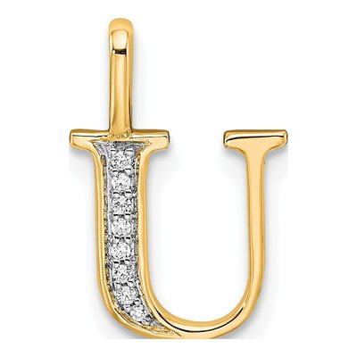 10K Yellow Gold Diamond Letter U Pendant
