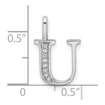 14K White Gold Diamond Letter U Pendant – view 4