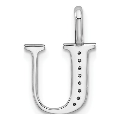 14K White Gold Diamond Letter U Pendant – view 5