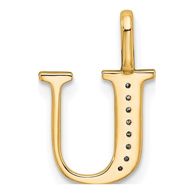 14K Yellow Gold Diamond Letter U Pendant – view 3