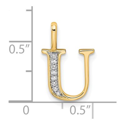 14K Yellow Gold Diamond Letter U Pendant – view 4