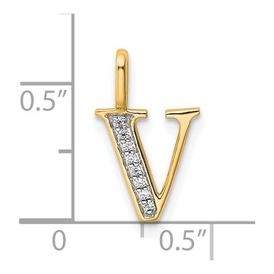 10K Yellow Gold Diamond Letter V Pendant – view 4