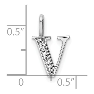 14K White Gold Diamond Letter V Pendant – view 4