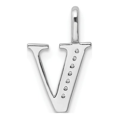 14K White Gold Diamond Letter V Pendant – view 5