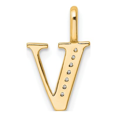 14K Yellow Gold Diamond Letter V Pendant – view 4