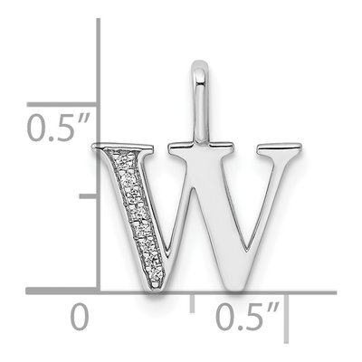 14K White Gold Diamond Letter W Pendant – view 3
