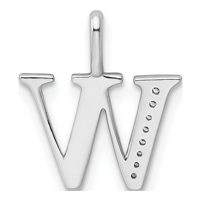 14K White Gold Diamond Letter W Pendant – view 4
