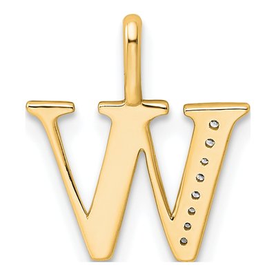 14K Yellow Gold Diamond Letter W Pendant – view 4