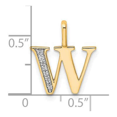 14K Yellow Gold Diamond Letter W Pendant – view 5
