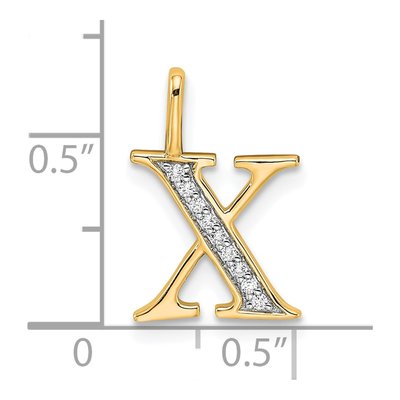 10K Yellow Gold Diamond Letter X Pendant – view 4