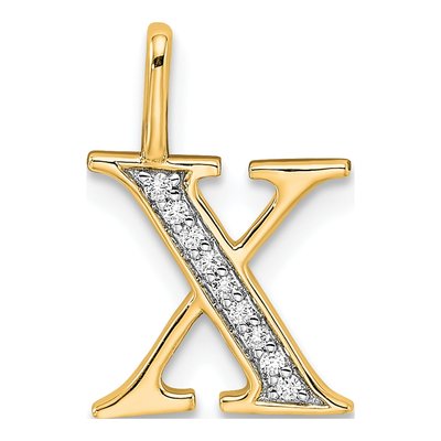 10K Yellow Gold Diamond Letter X Pendant