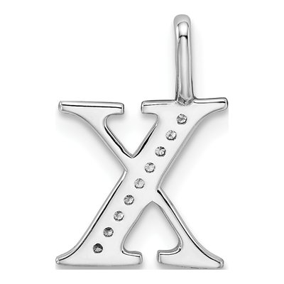 14K White Gold Diamond Letter X Pendant – view 5
