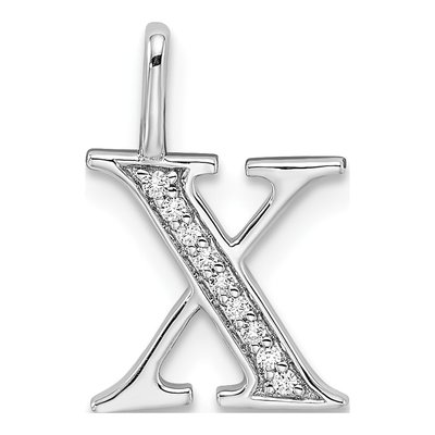 14K White Gold Diamond Letter X Pendant