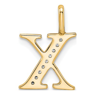 14K Yellow Gold Diamond Initial X Pendant – view 3