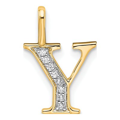10K Yellow Gold Diamond Letter Y Pendant