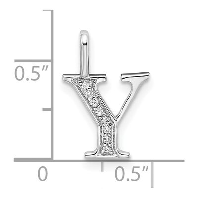 14K White Gold Diamond Letter Y Pendant – view 4