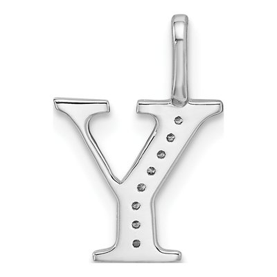 14K White Gold Diamond Letter Y Pendant – view 5