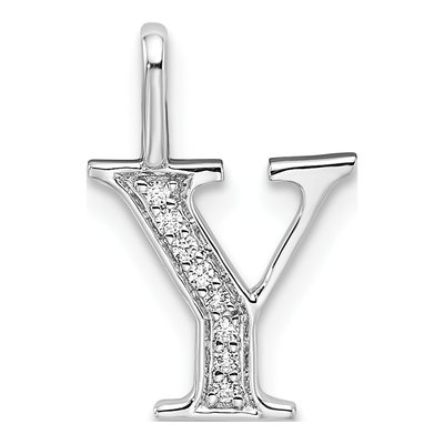 14K White Gold Diamond Letter Y Pendant
