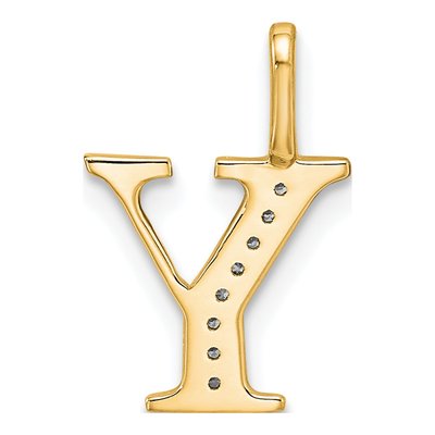 14K Yellow Gold Diamond Letter Y Pendant – view 4