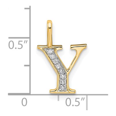 14K Yellow Gold Diamond Letter Y Pendant – view 5