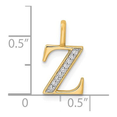 10K Yellow Gold Diamond Letter Z Pendant – view 4