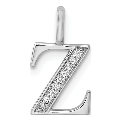 14K White Gold Diamond Letter Z Pendant