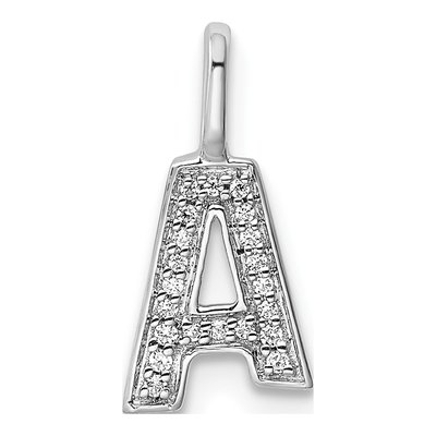 14K White Gold 1/15 ct tw Diamond Letter A Pendant