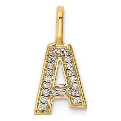 14K Yellow Gold 1/15 ct tw Diamond Letter A Pendant