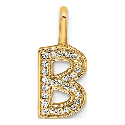 14K Yellow Gold 0.08 ct tw Diamond Letter B Pendant