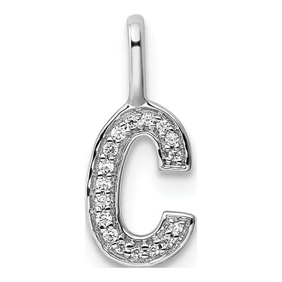 14K White Gold 1/20 ct tw Diamond Letter C Pendant