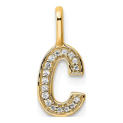 14K Yellow Gold 1/20 ct tw Diamond Letter C Pendant